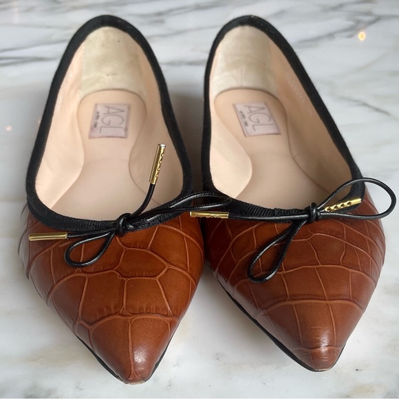 AGL Jomy Pointed Toe Ballet Flat, Cognac, Size 38 (8) - Picture 8 of 16